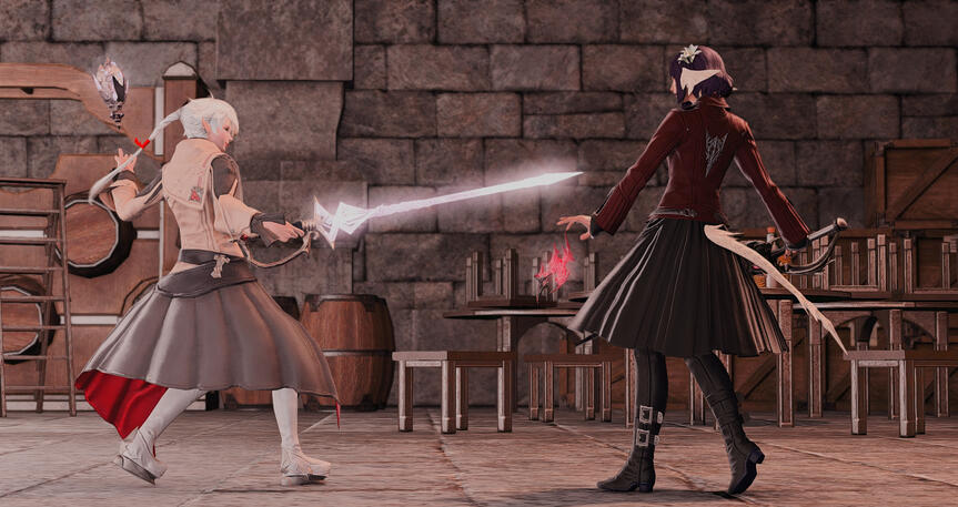 Learning swordwork from Alisaie.